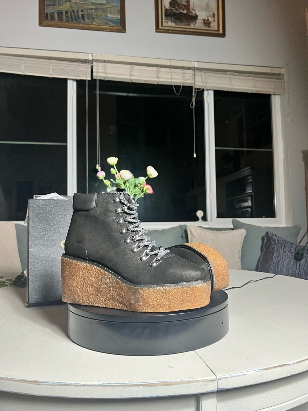 Cecilia New York Black Platform Lace-Up Women's Ankle Boots